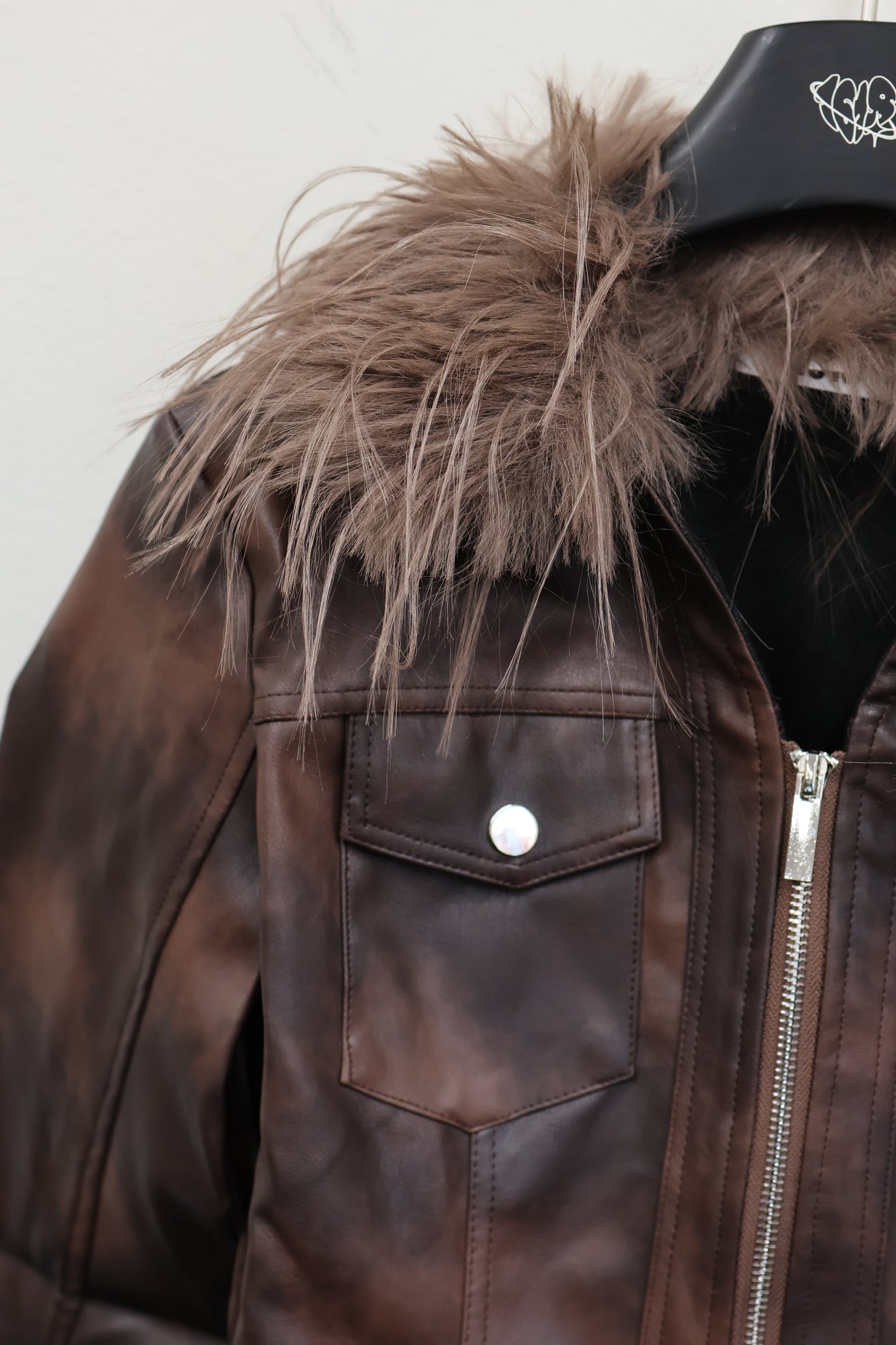 fur light leather shirt A420