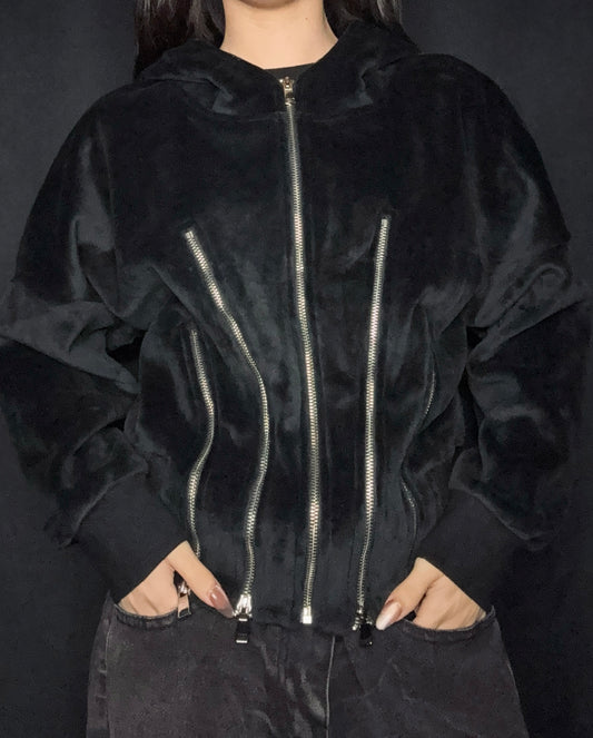 some zip corset short hoodie A374