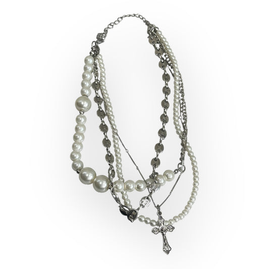 cross pearl necklace I24