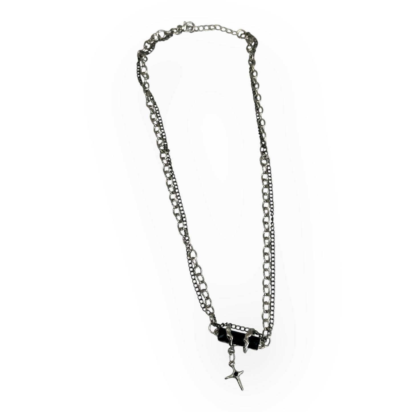 square black chain necklace I19