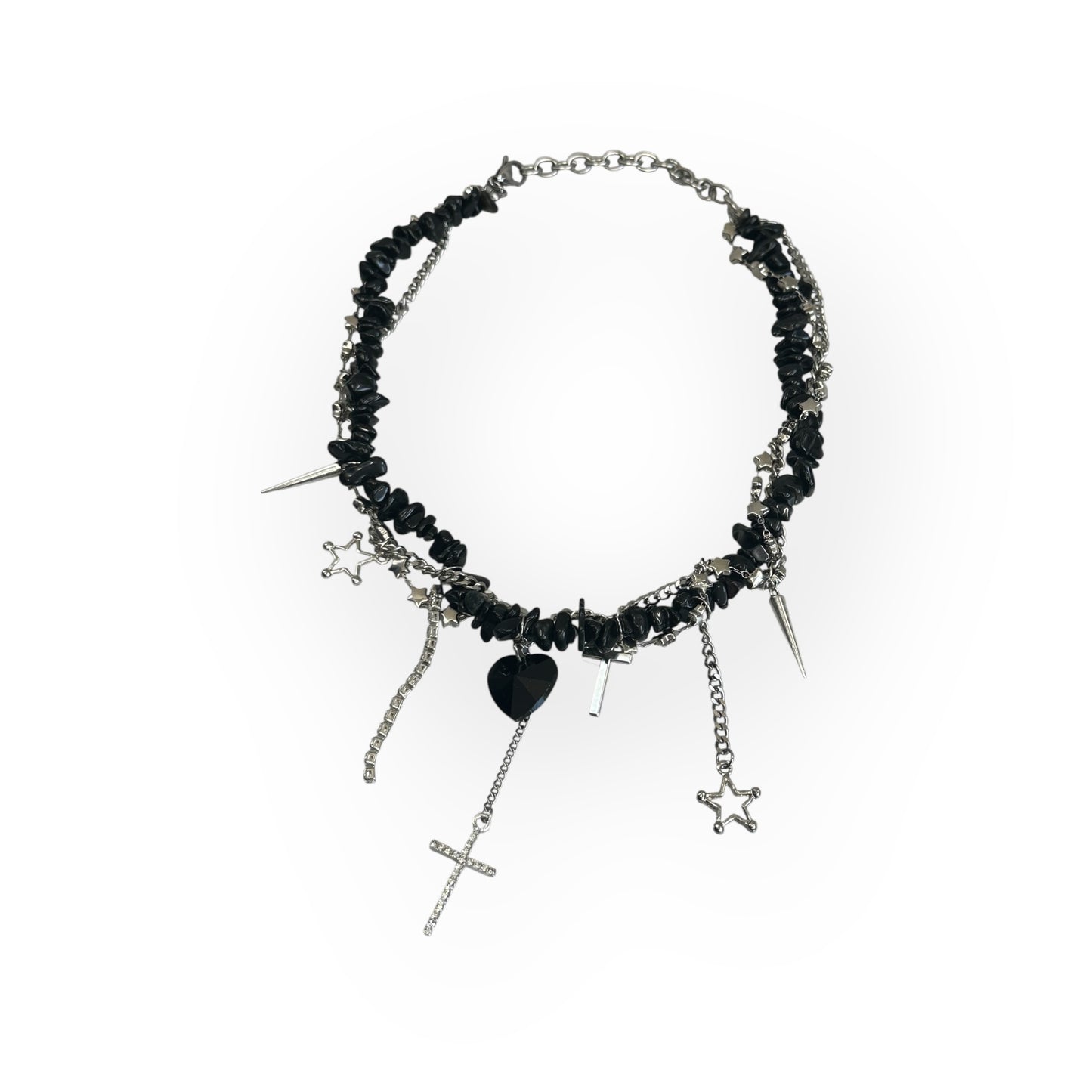 heart black chain necklace I14