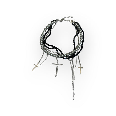 silver pearl necklace I16