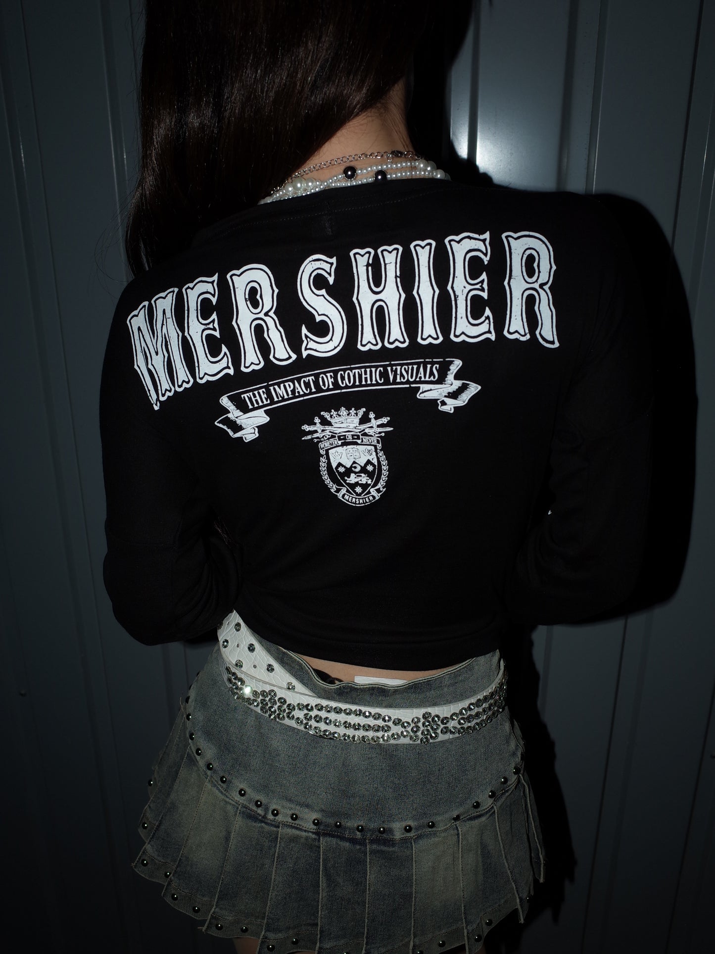 Cut Shoulder Graphic Long Sleeve  A565