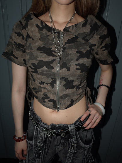 Lace-Up Crop Top A572