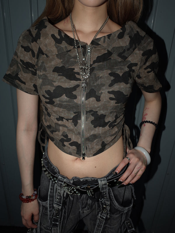 Lace-Up Crop Top A572