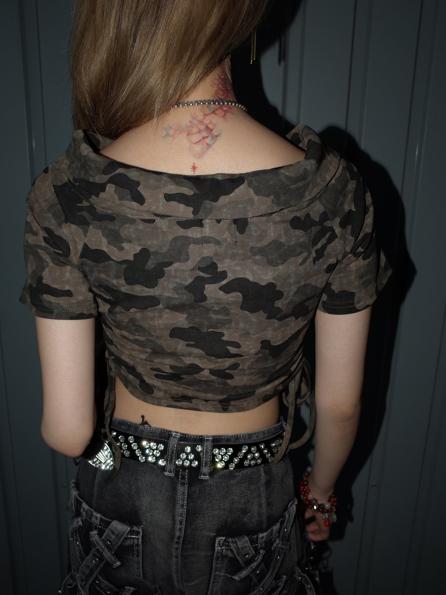 Lace-Up Crop Top A572