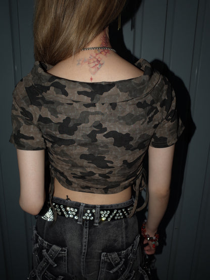 Lace-Up Crop Top A572