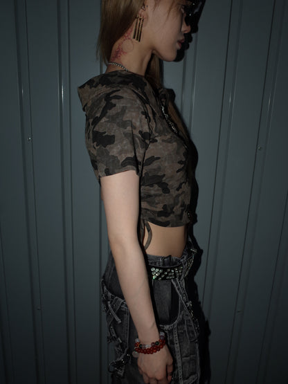 Lace-Up Crop Top A572