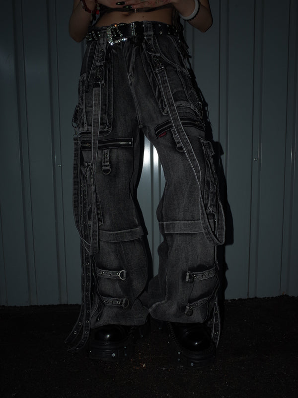 Strap Cargo Denim Pants A569