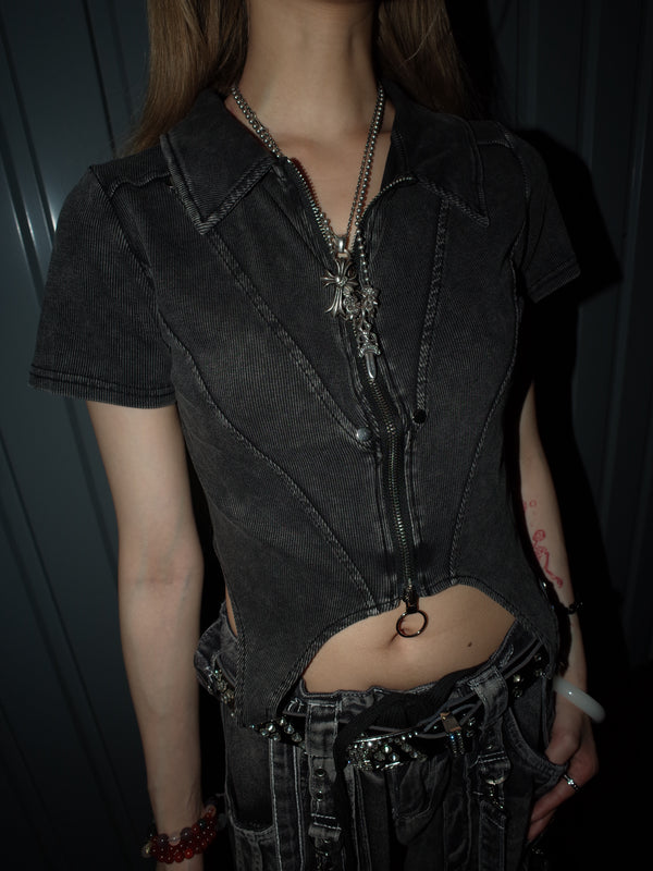 Crop Zip Top A573