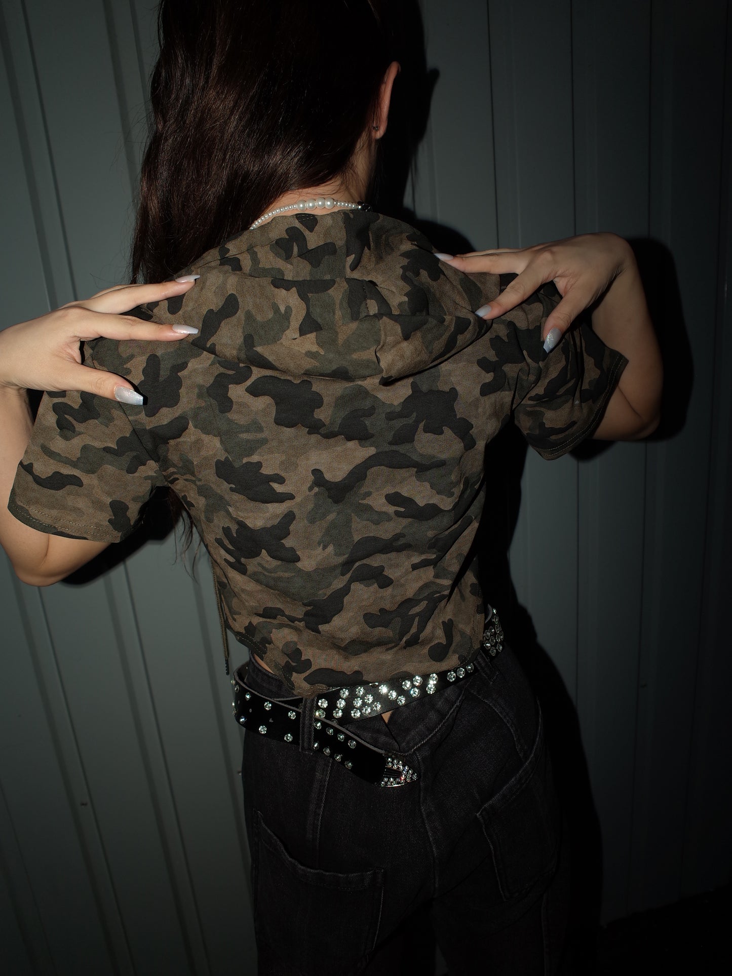 Camo Zip Hood Top A574
