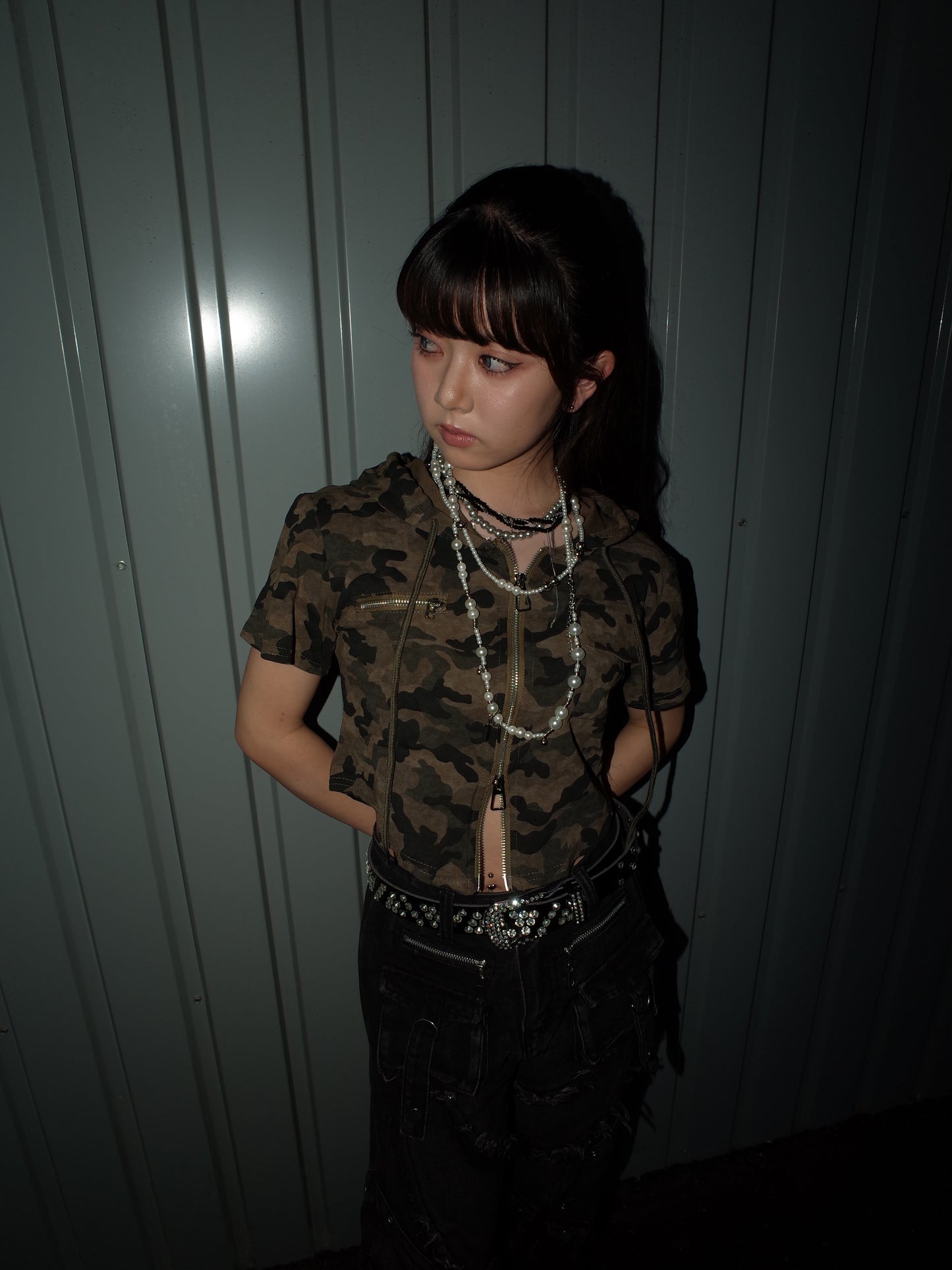 Camo Zip Hood Top A574