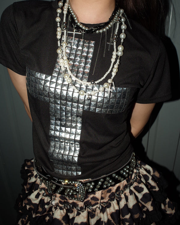 Stud Cross Top  A566