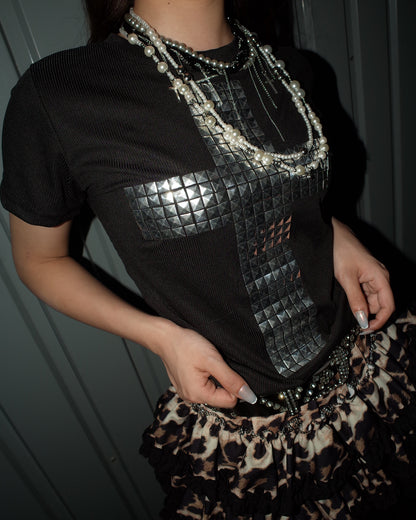 Stud Cross Top  A566