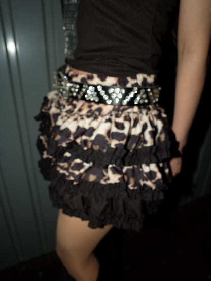 Leopard Ruffle Mini Skirt A571