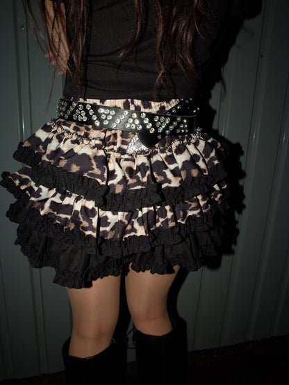 Leopard Ruffle Mini Skirt A571