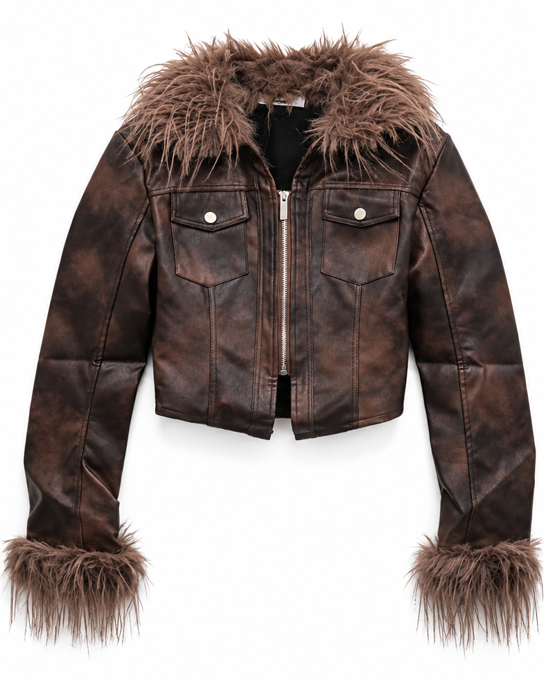 fur light leather shirt A420