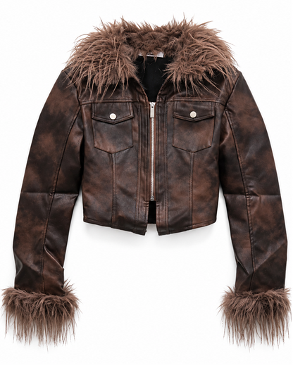 fur light leather shirt A420