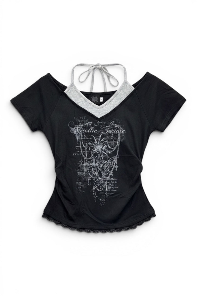 Drape Graphic Top  A562
