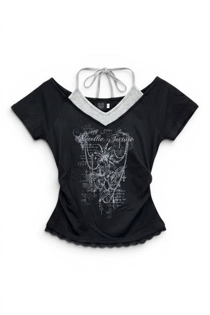 Drape Graphic Top  A562