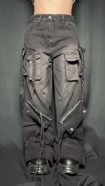 zip pocket straight denim A133