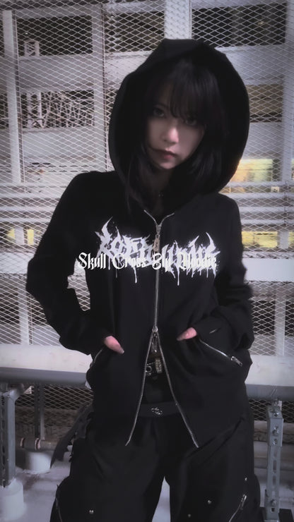 Skull Cross Zip Hoodie A670