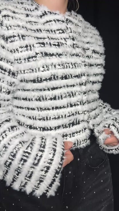 Fuzzy Stripe Jacket A321