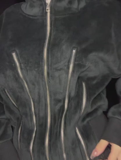 some zip corset short hoodie A374