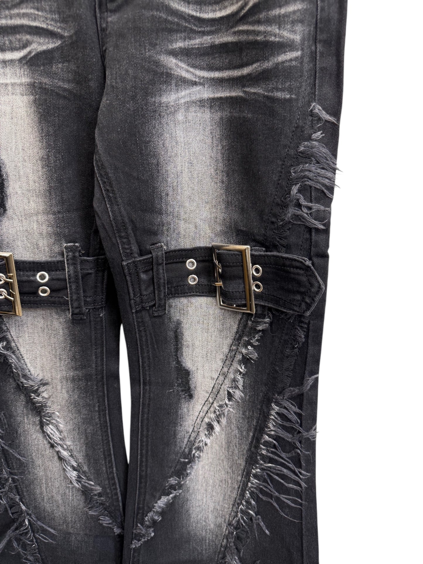 Belt Flare Denim Pants A592